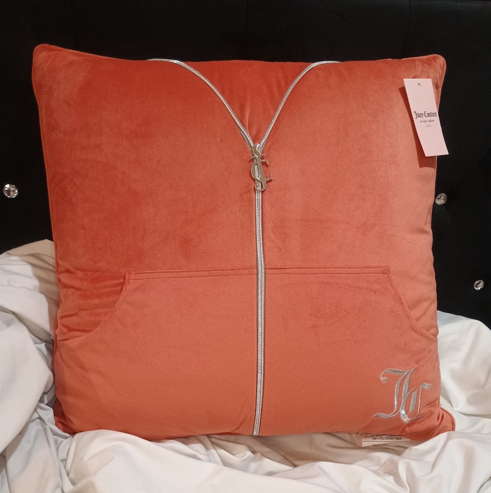 New Juicy Couture Elegant Coral Velor Jacket Pillow W Pockets